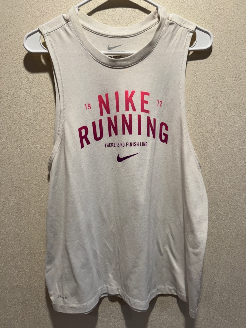 Nike Women's Muscle Tee - White with Pink Print